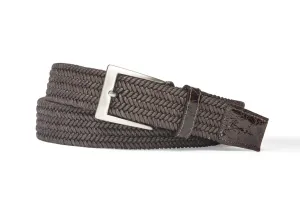 Solid Stretch Belt with Crocodile Tabs and Brushed Nickel Buckle