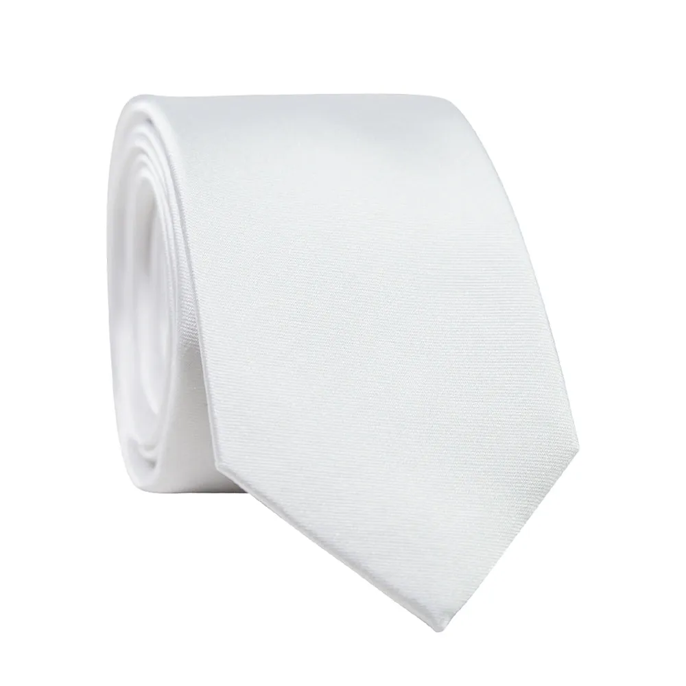 Solid White Satin Tie