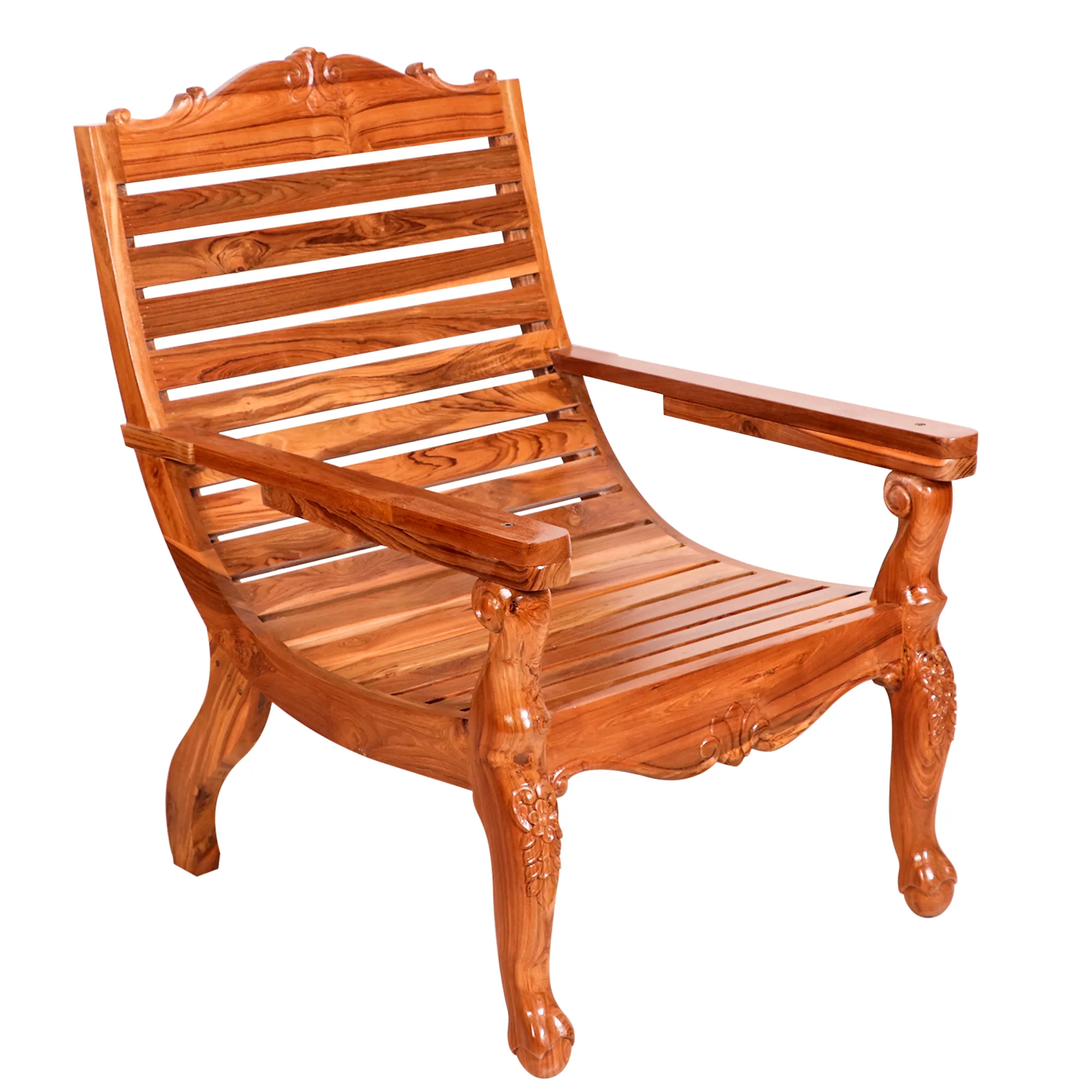 Solid Wood Stripped Traditional Recliner Planters Chair