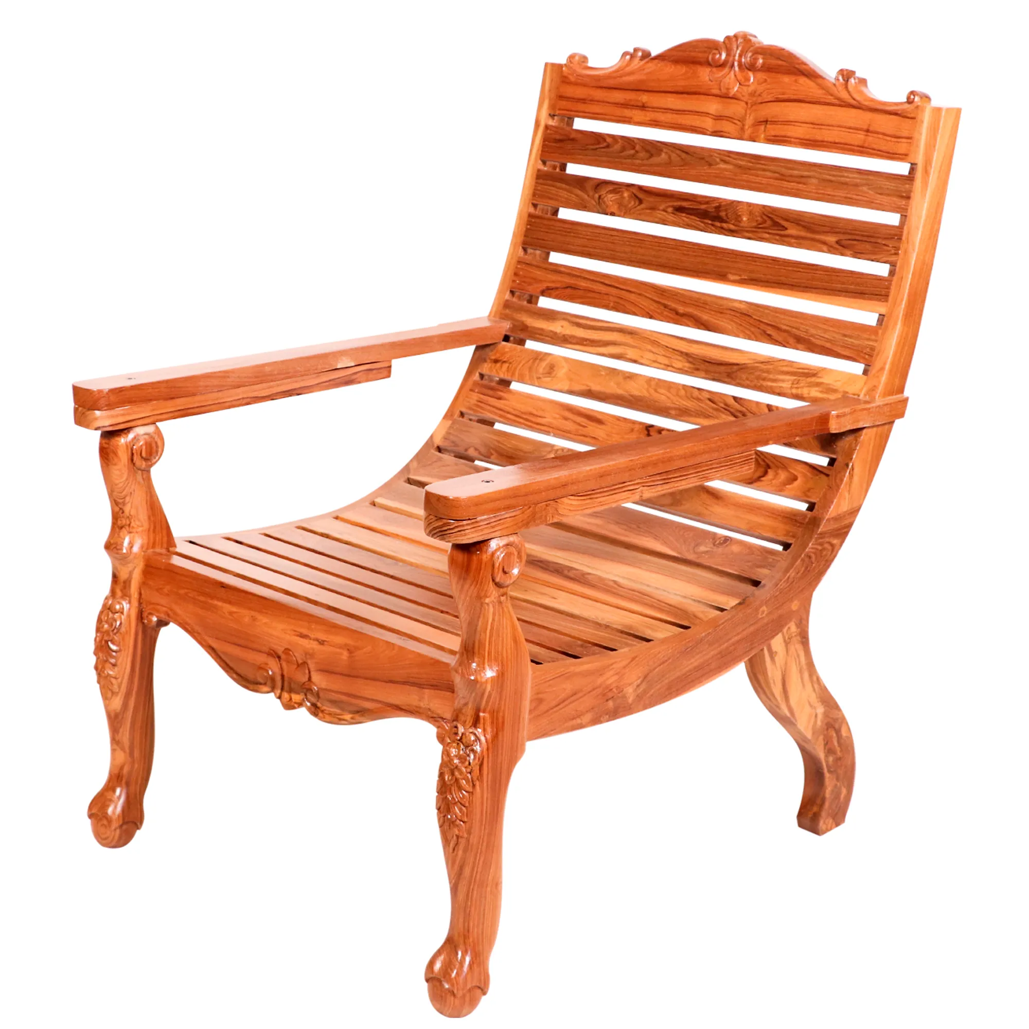 Solid Wood Stripped Traditional Recliner Planters Chair