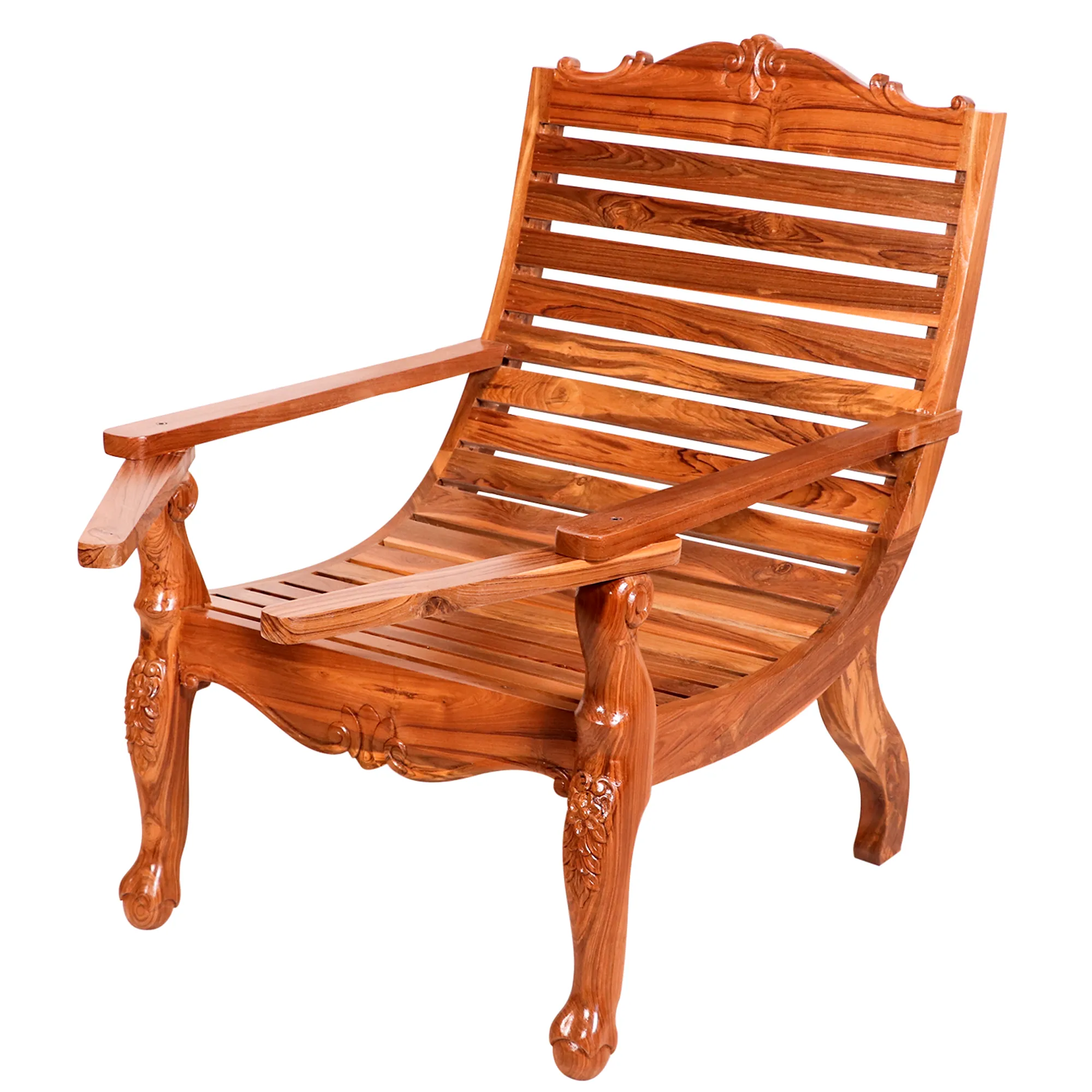 Solid Wood Stripped Traditional Recliner Planters Chair