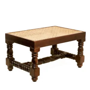 Solid Wooden Intricate Cane Stool