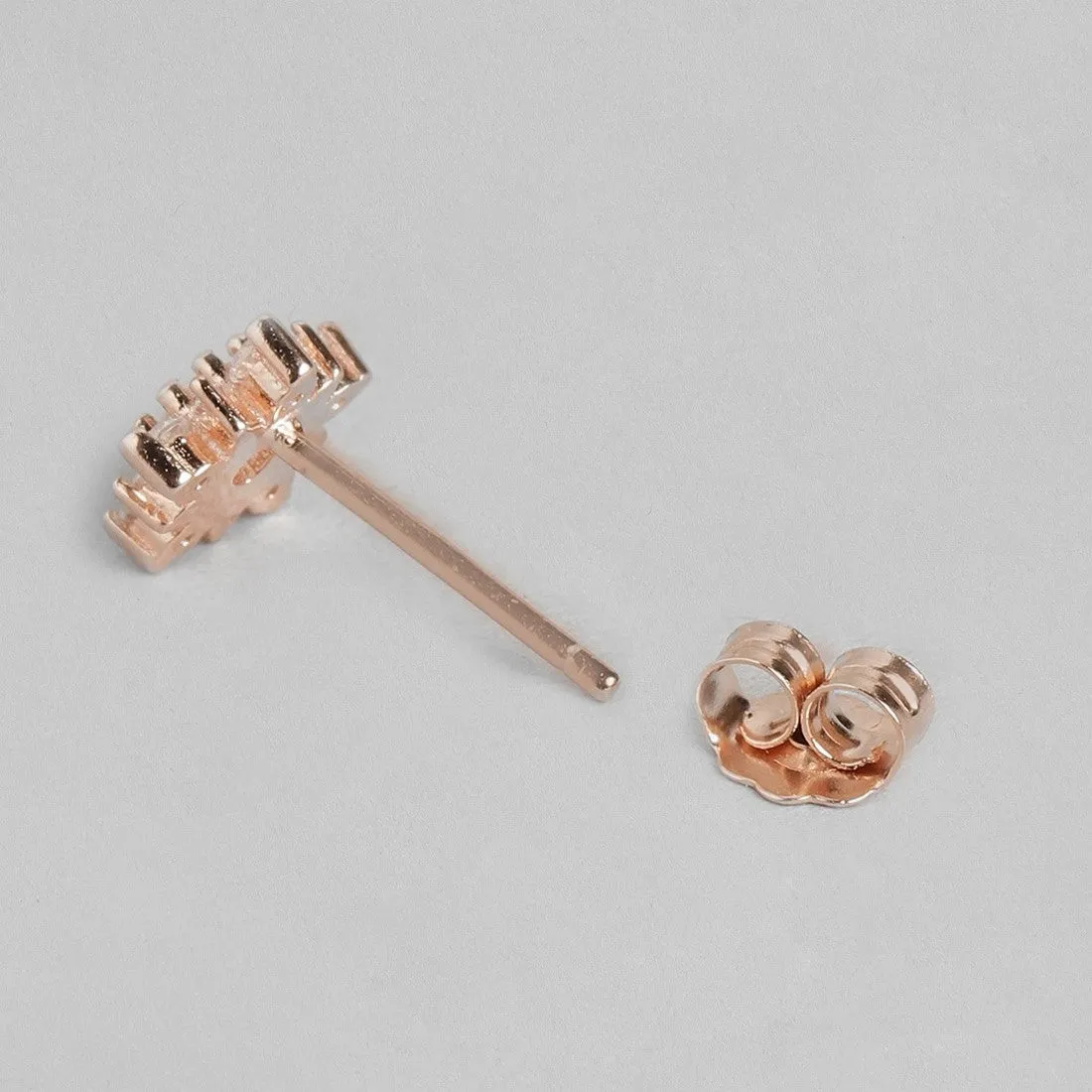 Solitaire Halo Rose Gold Plated 925 Sterling Silver Stud Earrings