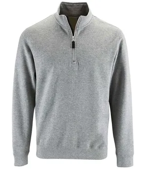 SOL'S Stan Contrast Zip Neck Sweatshirt | Grey Marl