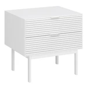 Soma Bedside Table 2 Drawers in Granulated pure White Brushed White