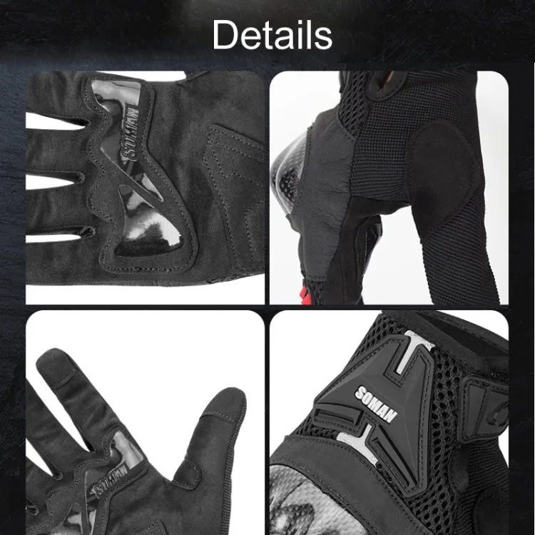 SOMAN Motorcycle Riding Anti-fall Breathable Anti-slip Carbon Fiber Gloves, Size: M(Black)