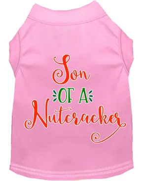 Son Of A Nutcracker Screen Print Dog Shirt Light Pink Sm