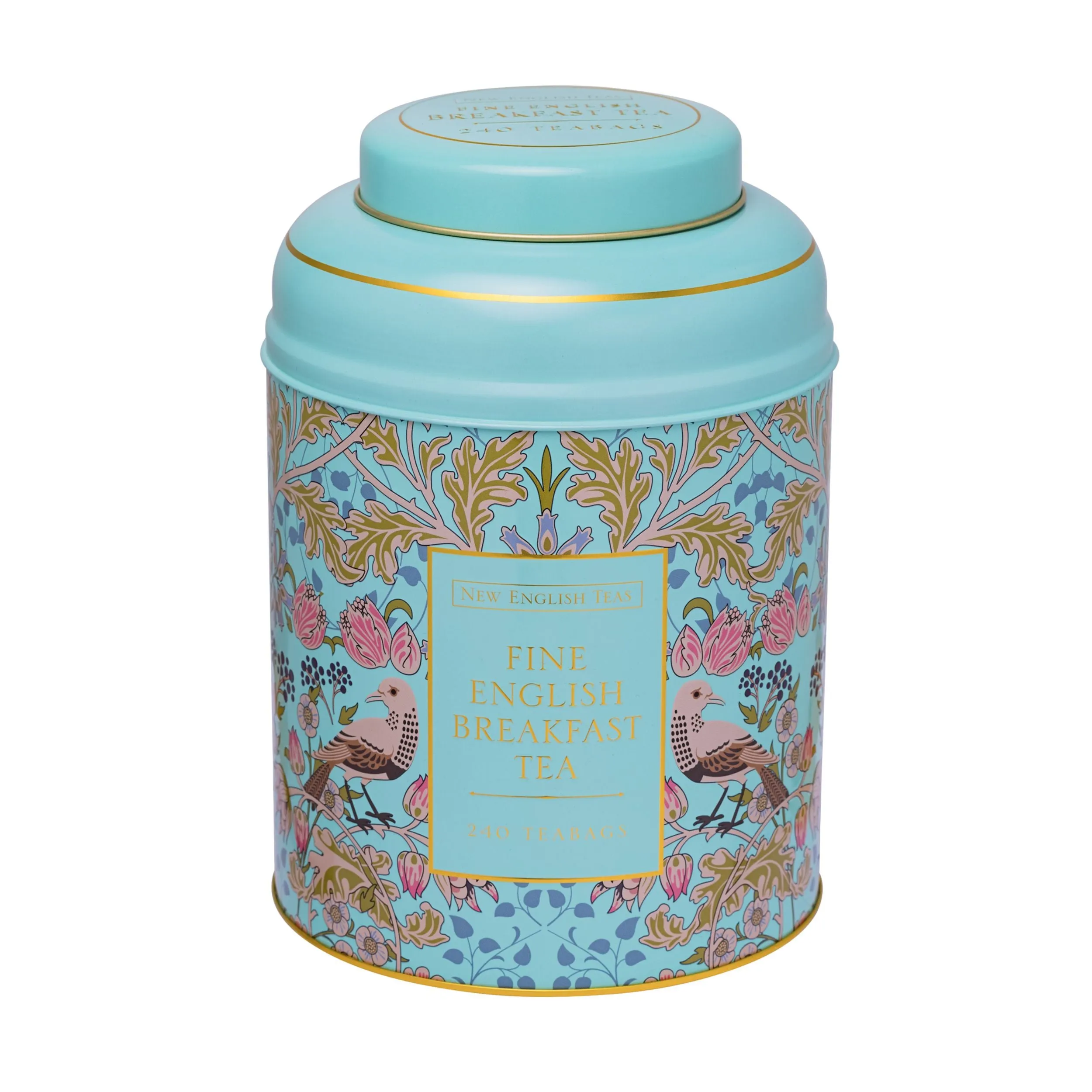 Song Thrush & Berries Tea Caddy - Mint Green