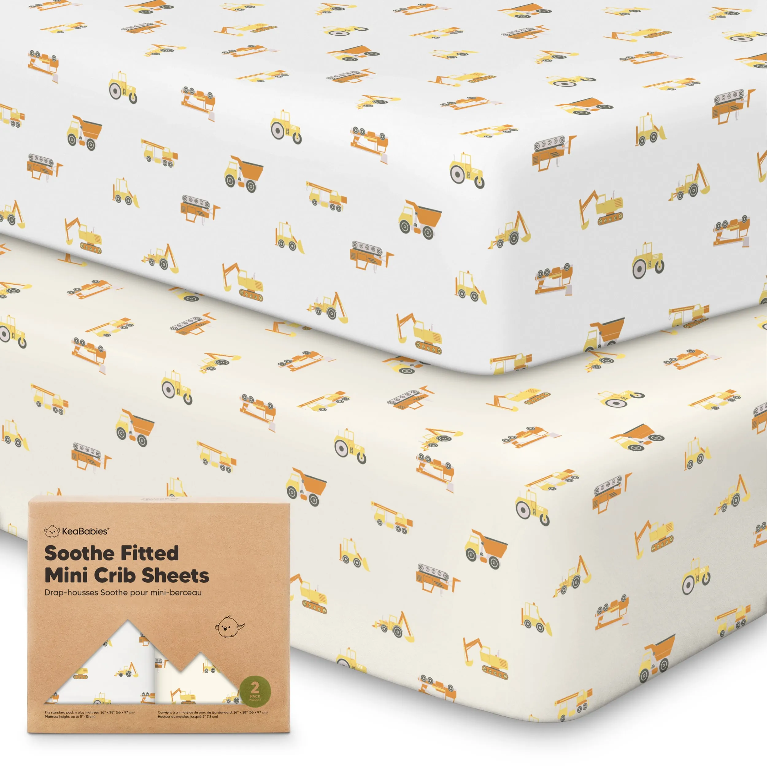 Soothe Fitted Mini Crib Sheet (Construction)