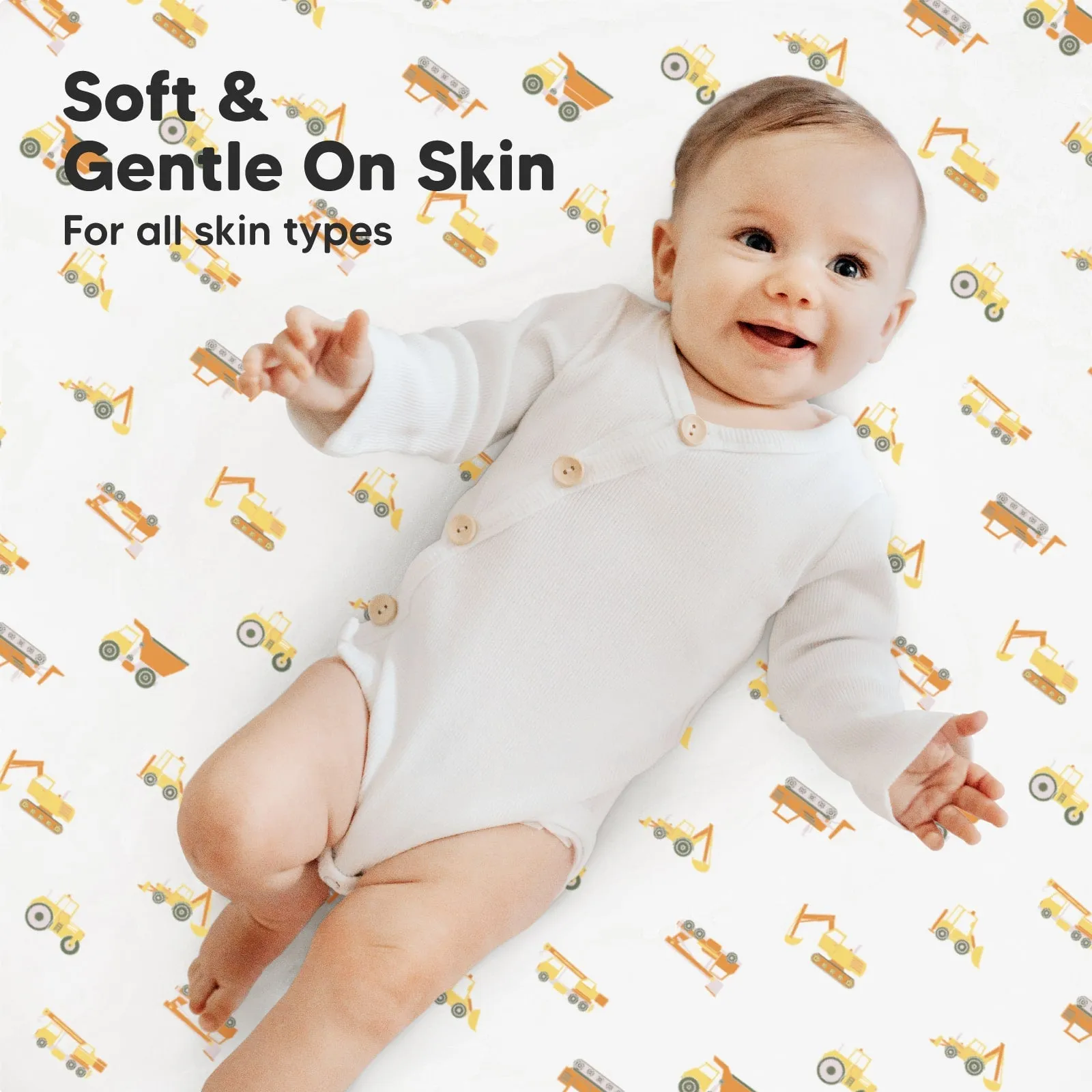 Soothe Fitted Mini Crib Sheet (Construction)