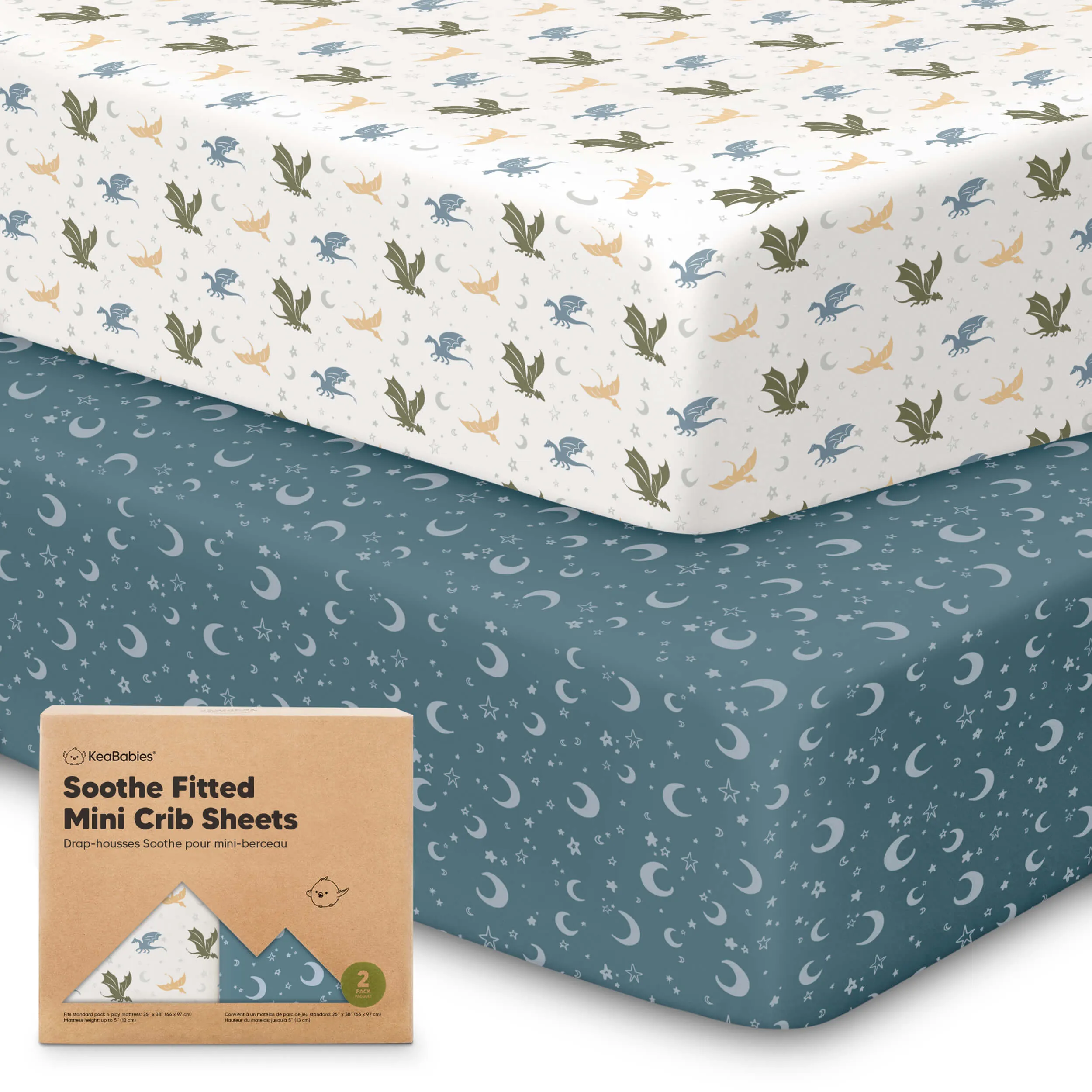 Soothe Fitted Mini Crib Sheet (Dragon Tale)