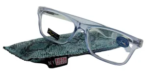 Sophie (Blue Light Glasses) (Blue Blocker) Reduce Eyestrain, A/R Anti Glare.  1.25.. 3.00 Square (Transparent Blue) NY Fifth Avenue.