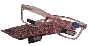 Sophie (Blue Light Glasses) (Blue Blocker) Reduce Eyestrain, A/R Anti Glare.  1.25.. 3.00 Square (Transparent Pink) NY Fifth Avenue.