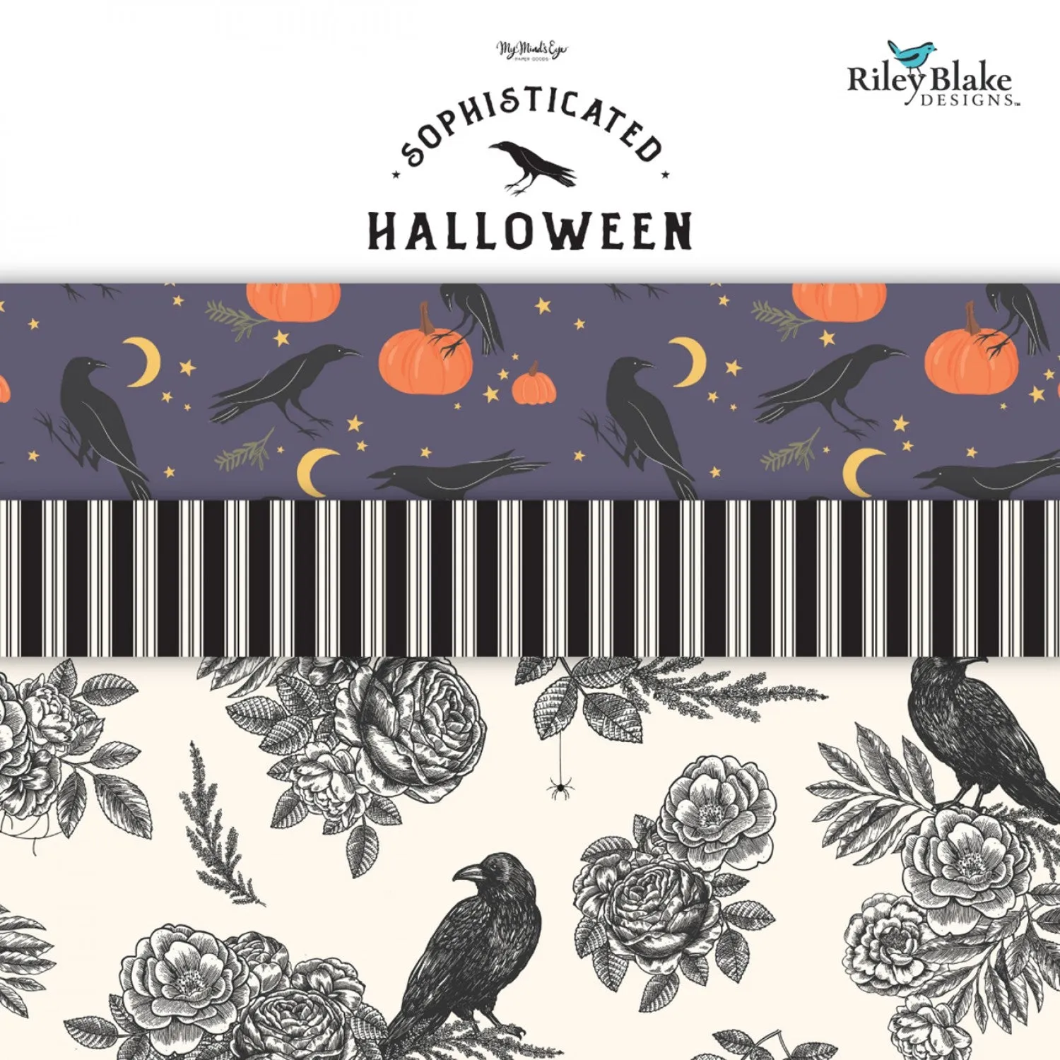 Sophisticated Halloween | Vintage Crows Heather by My Mind's Eye for Riley Blake | C14621-HEATHER