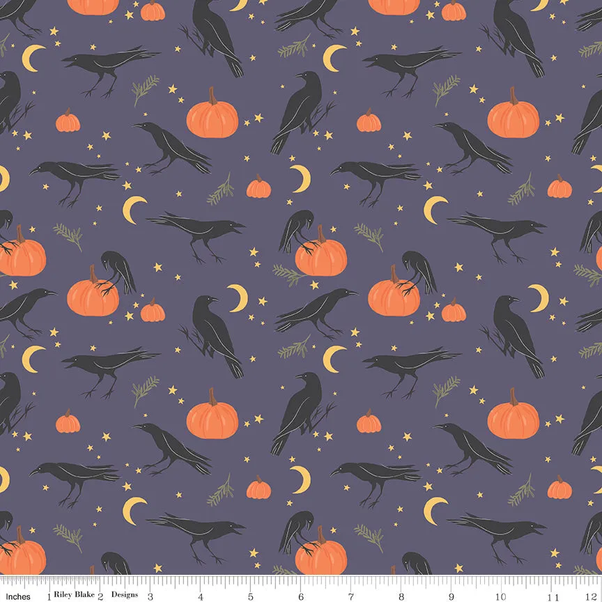 Sophisticated Halloween | Vintage Crows Heather by My Mind's Eye for Riley Blake | C14621-HEATHER