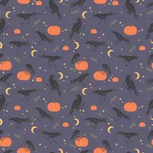 Sophisticated Halloween | Vintage Crows Heather by My Mind's Eye for Riley Blake | C14621-HEATHER