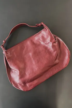 Sophisticated Is My Middle Name Vegan Leather Burgundy Tote Shoulder Bag