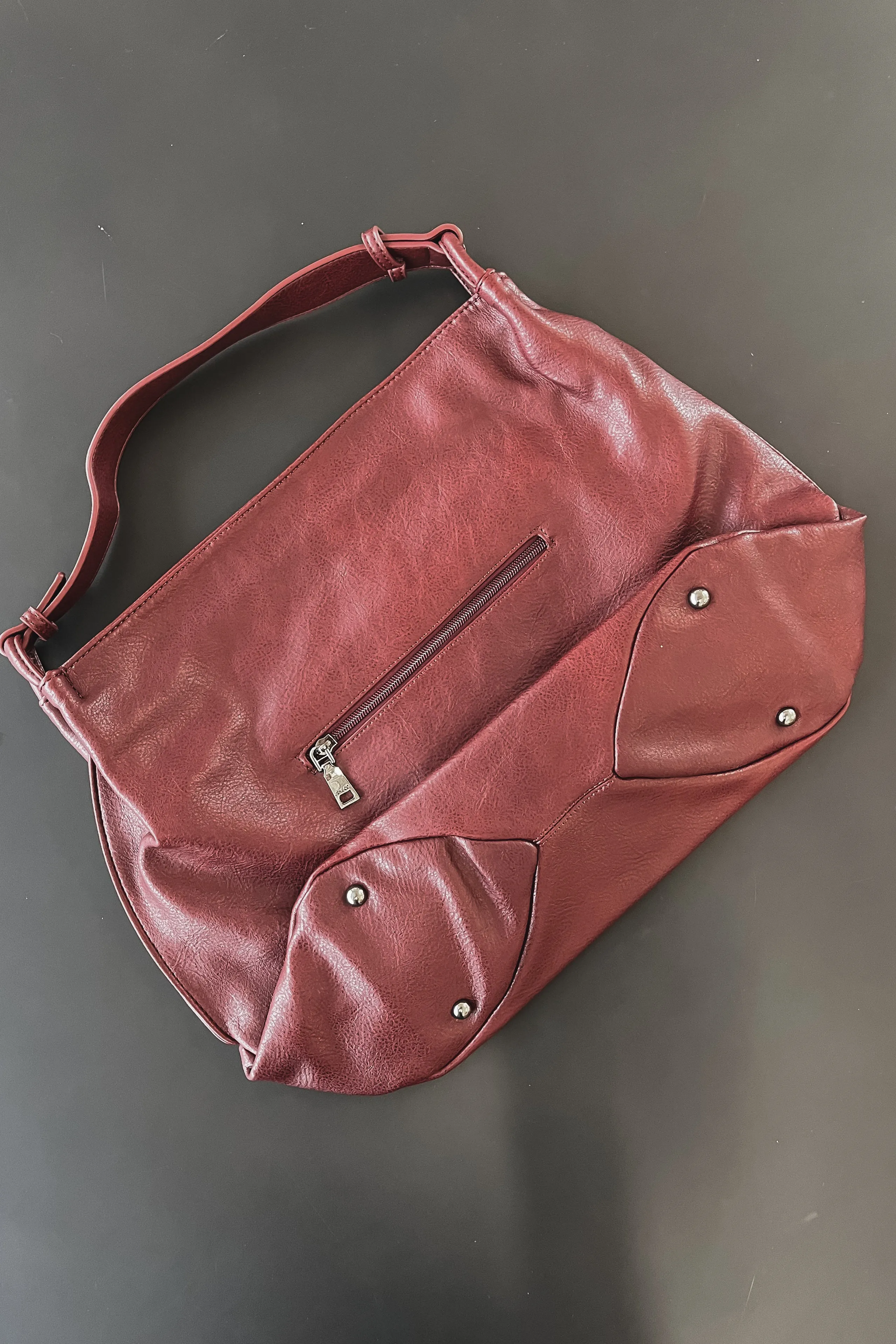 Sophisticated Is My Middle Name Vegan Leather Burgundy Tote Shoulder Bag