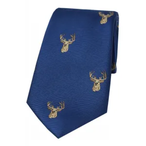 SOPRANO Stags Head Silk Country Tie - Blue