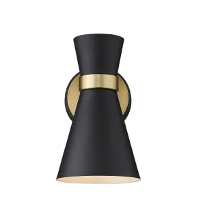 Soriano 1-Light Wall Sconce in Matte Black & Heritage Brass