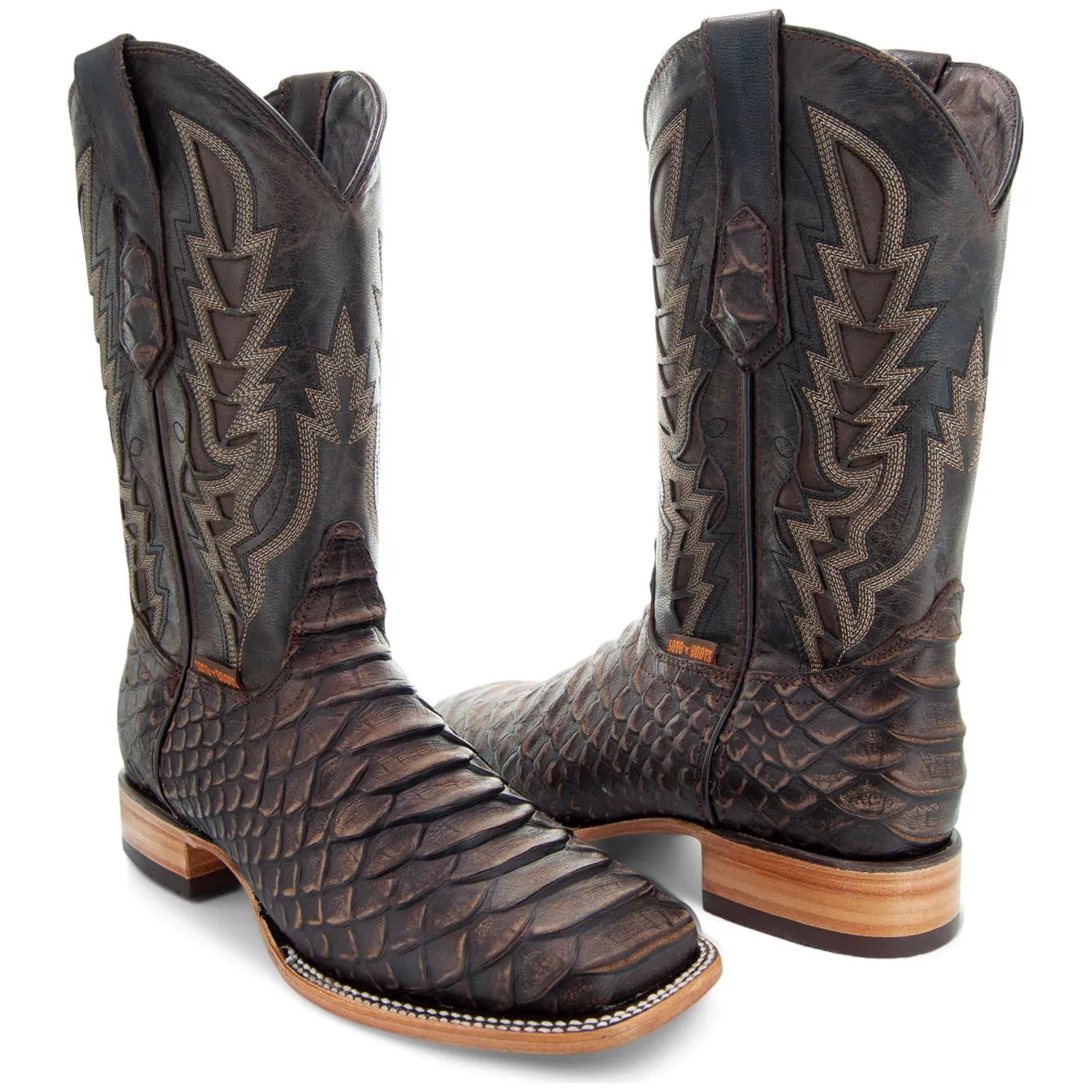 Soto Boots Mens Brown Python Print Boots H50032