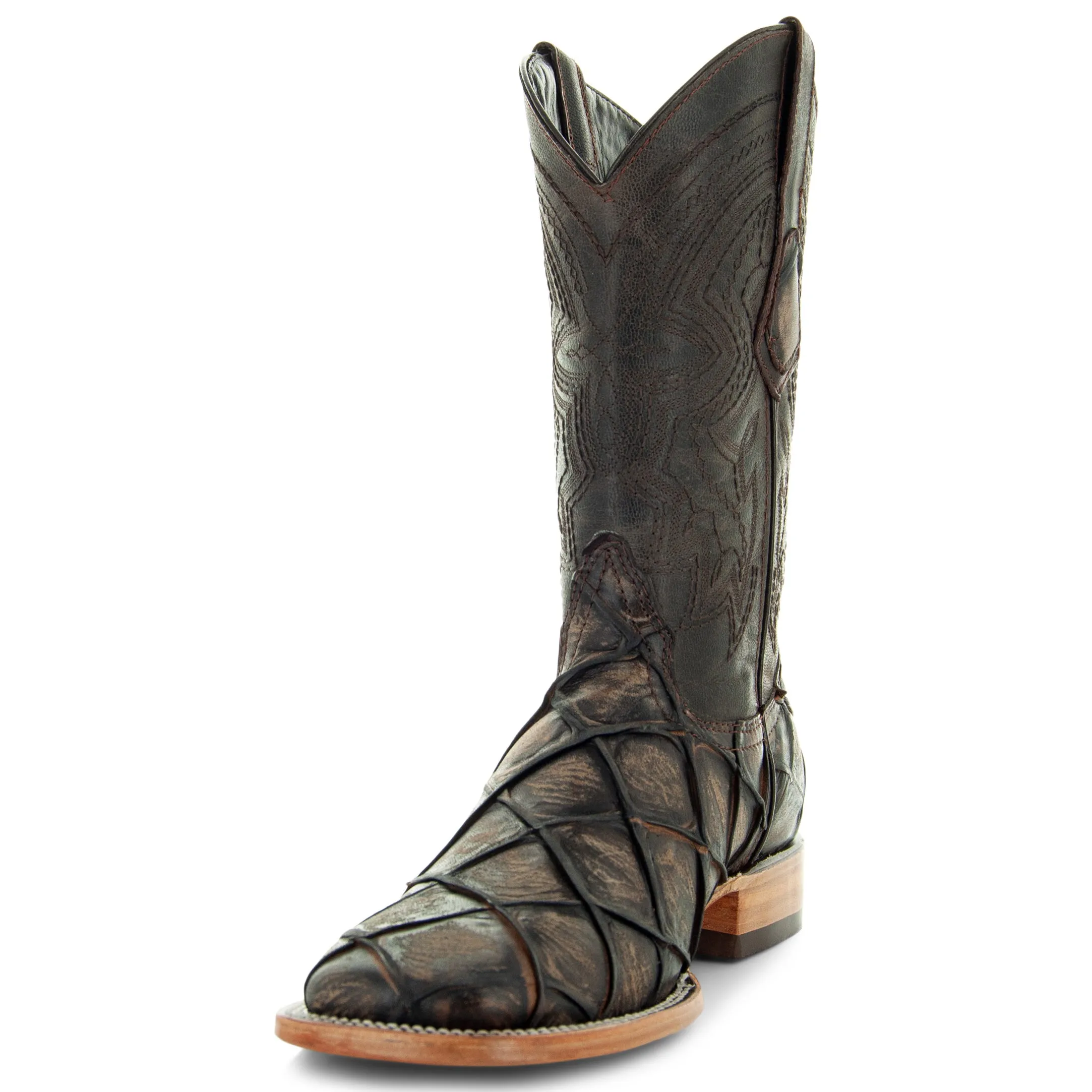 Soto Boots Mens Pirarucu Print Brown Cowboy Boots H50033