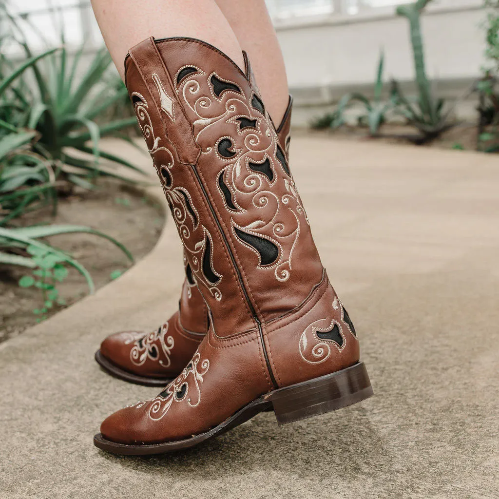 Soto boots Womens Brown Inlay Cowboy Boots M50052