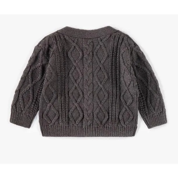 Souris Mini Knitted Cardigan, Brown Leaf