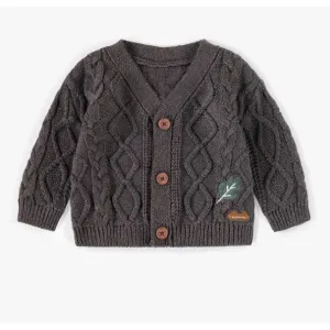 Souris Mini Knitted Cardigan, Brown Leaf