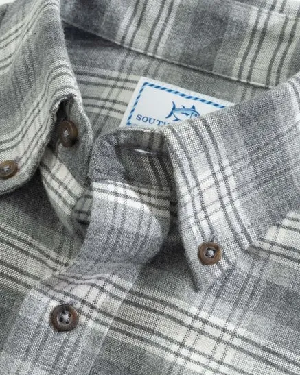 Southern Tide Brushed Oxford Plaid Button Down Shirt - Gravel Grey