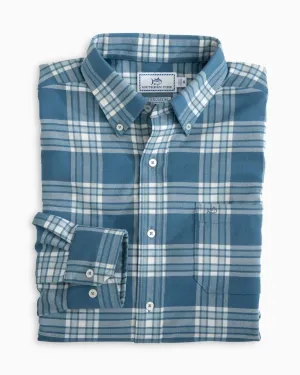 Southern Tide Men's Char Plaid Performance Flannel / Blue Ivy