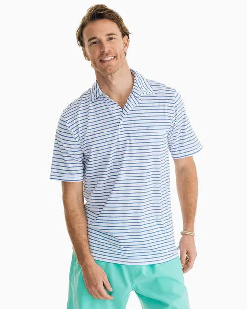 Southern Tide Men's Driver Stripe Performance Polo/Classic White