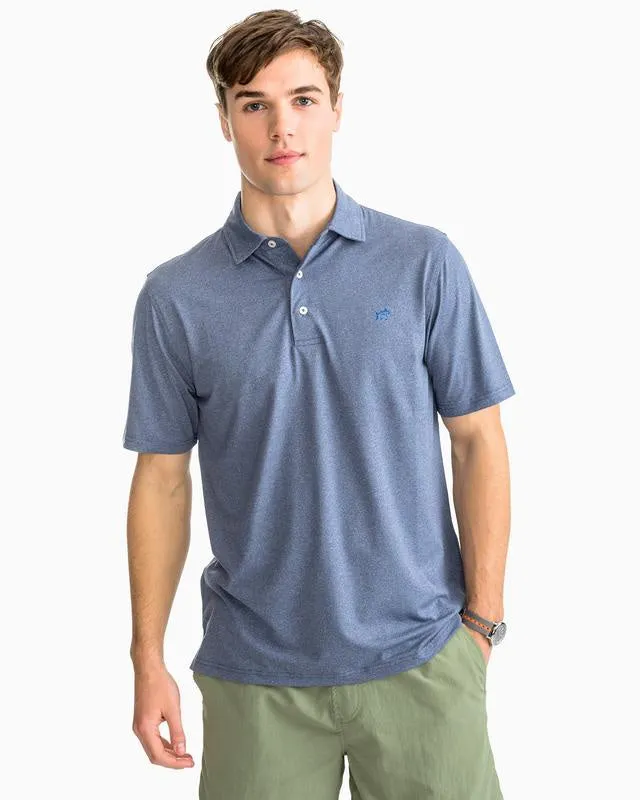 Southern Tide Men's SS Heathered Driver Performance Polo/Yacht Blue