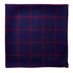 Sovereign Grade Prince of Wales Pocket Square, Navy/Burgundy