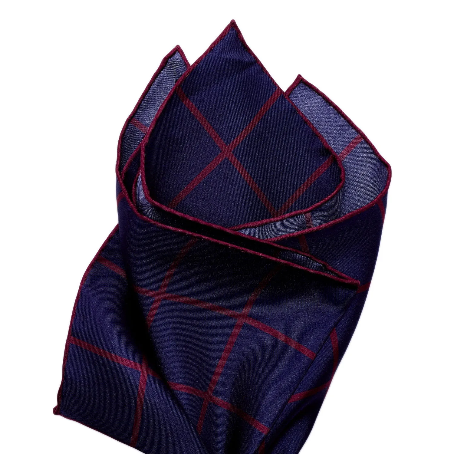 Sovereign Grade Prince of Wales Pocket Square, Navy/Burgundy