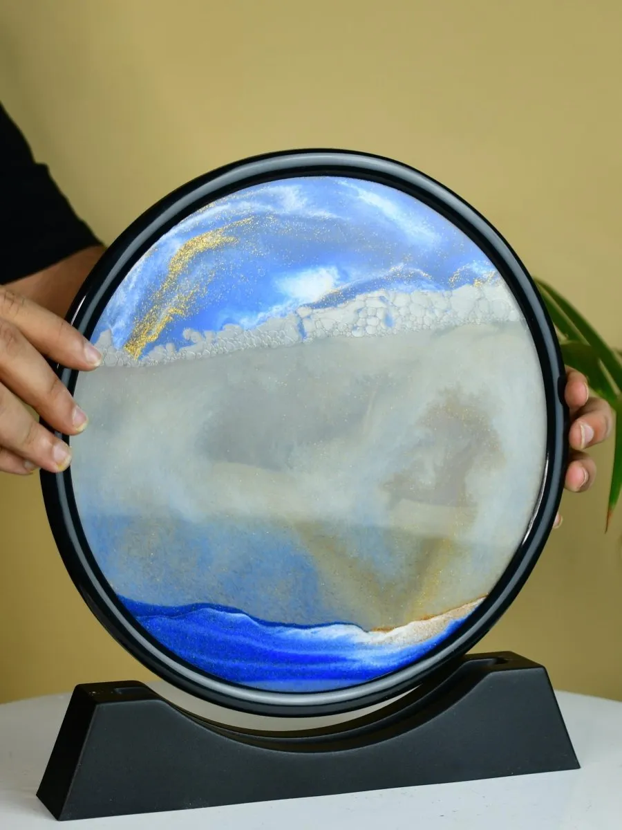 Sowpeace Circular Glass Sand Art – Elegant Moving Sand Sculpture for Trendy Home Decor & Gifts