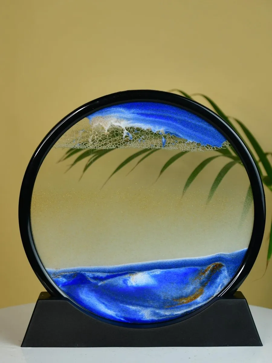 Sowpeace Circular Glass Sand Art – Elegant Moving Sand Sculpture for Trendy Home Decor & Gifts