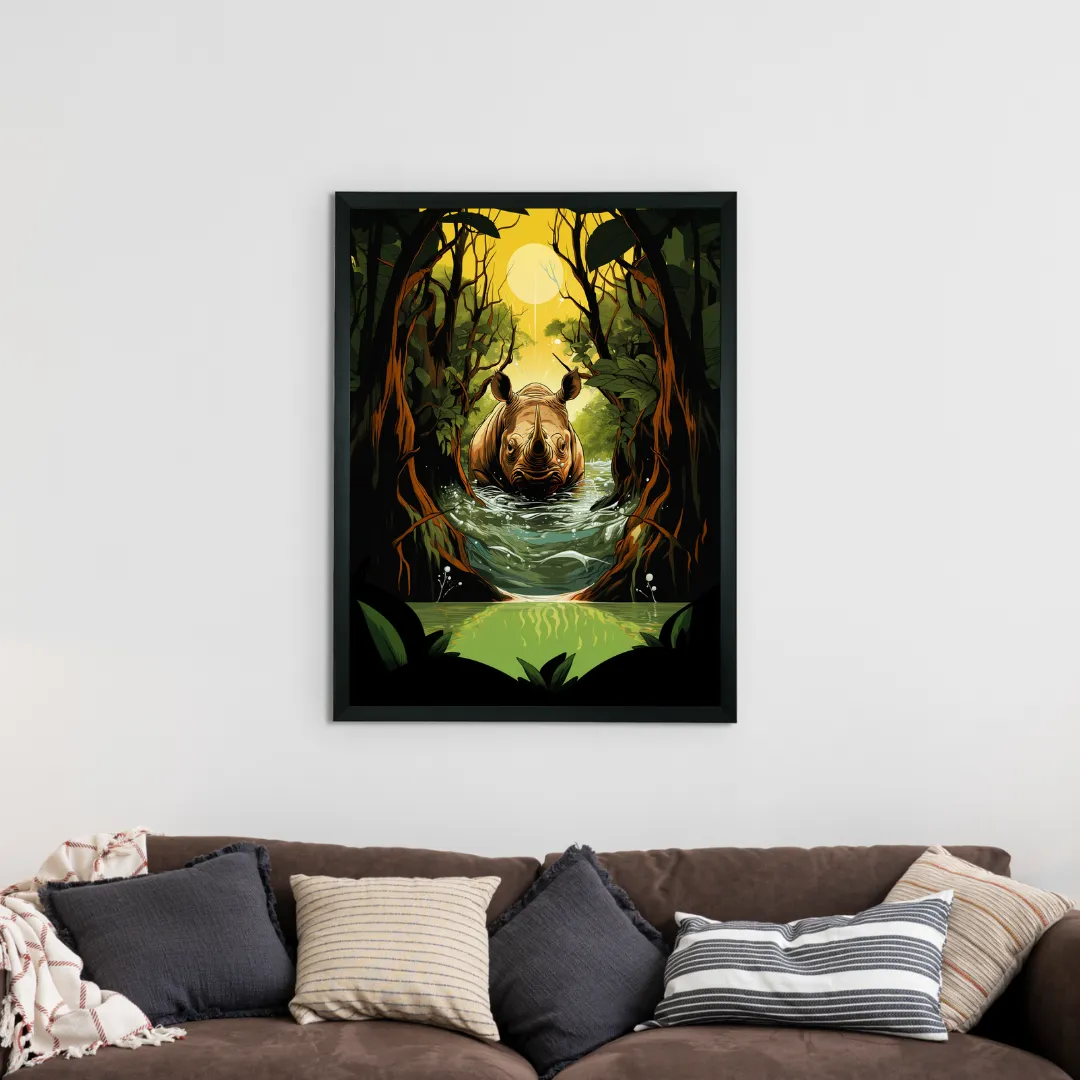 Sowpeace Harmony: Find Your Handcrafted Abstract Rhino – Premium Indian-Inspired Canvas Art for Elegant Home Interiors