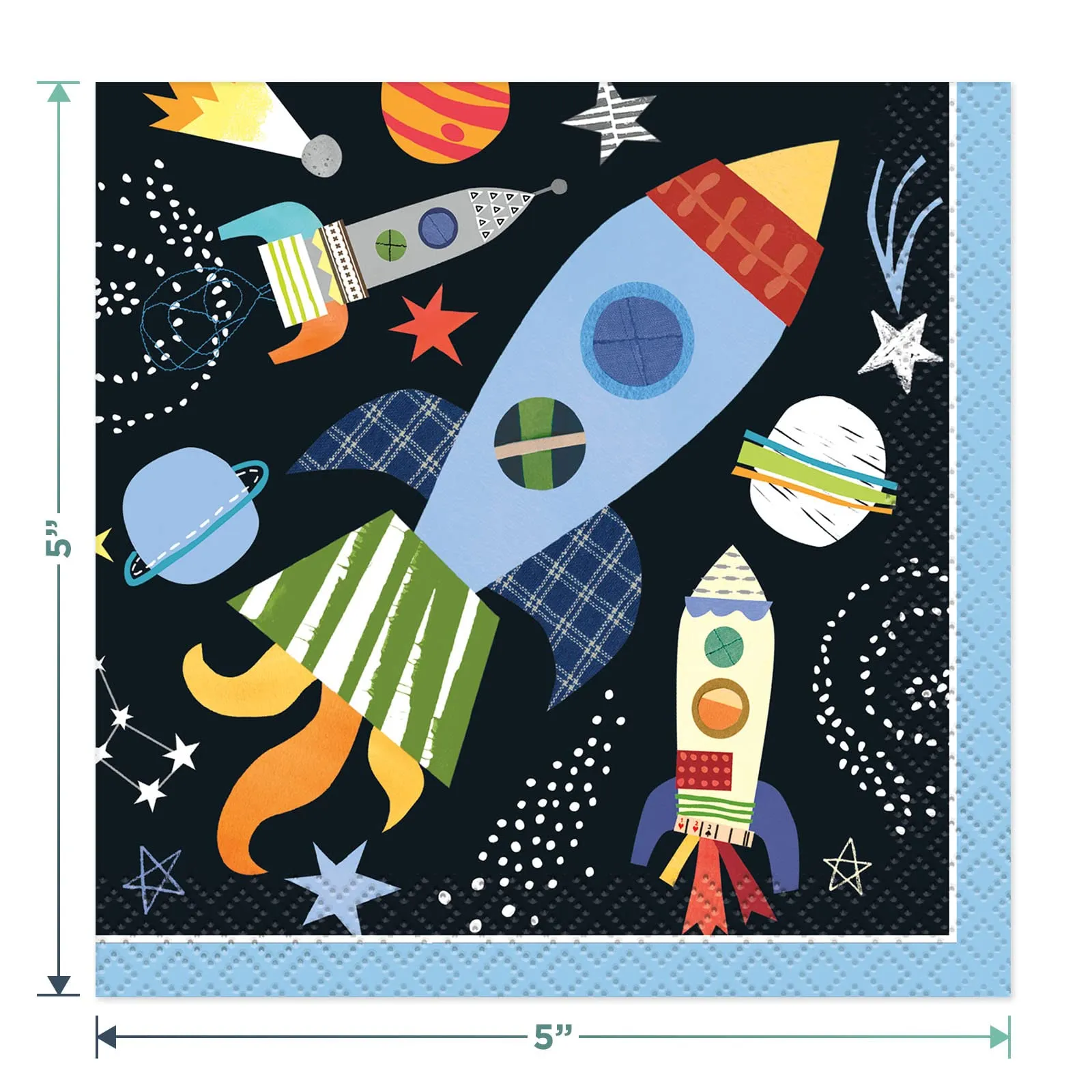 Space & Galaxy Party Pack - Planets and Space Shuttle Rockets Paper Dessert Plates, Napkins, Cups, Table Cover, Banner, Party Hats, and Party Favors For 12 Guests