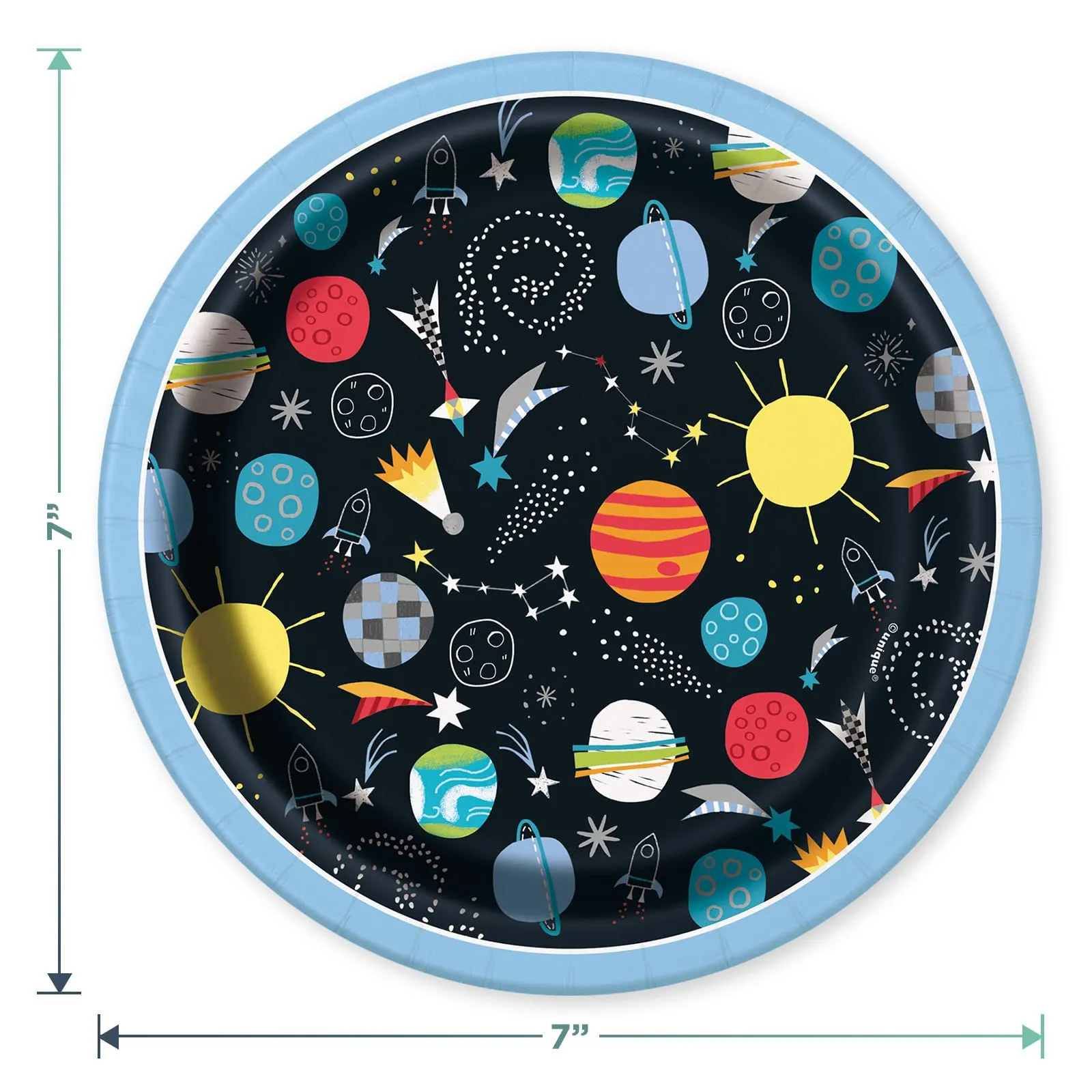 Space & Galaxy Party Pack - Planets and Space Shuttle Rockets Paper Dessert Plates, Napkins, Cups, Table Cover, Banner, Party Hats, and Party Favors For 12 Guests