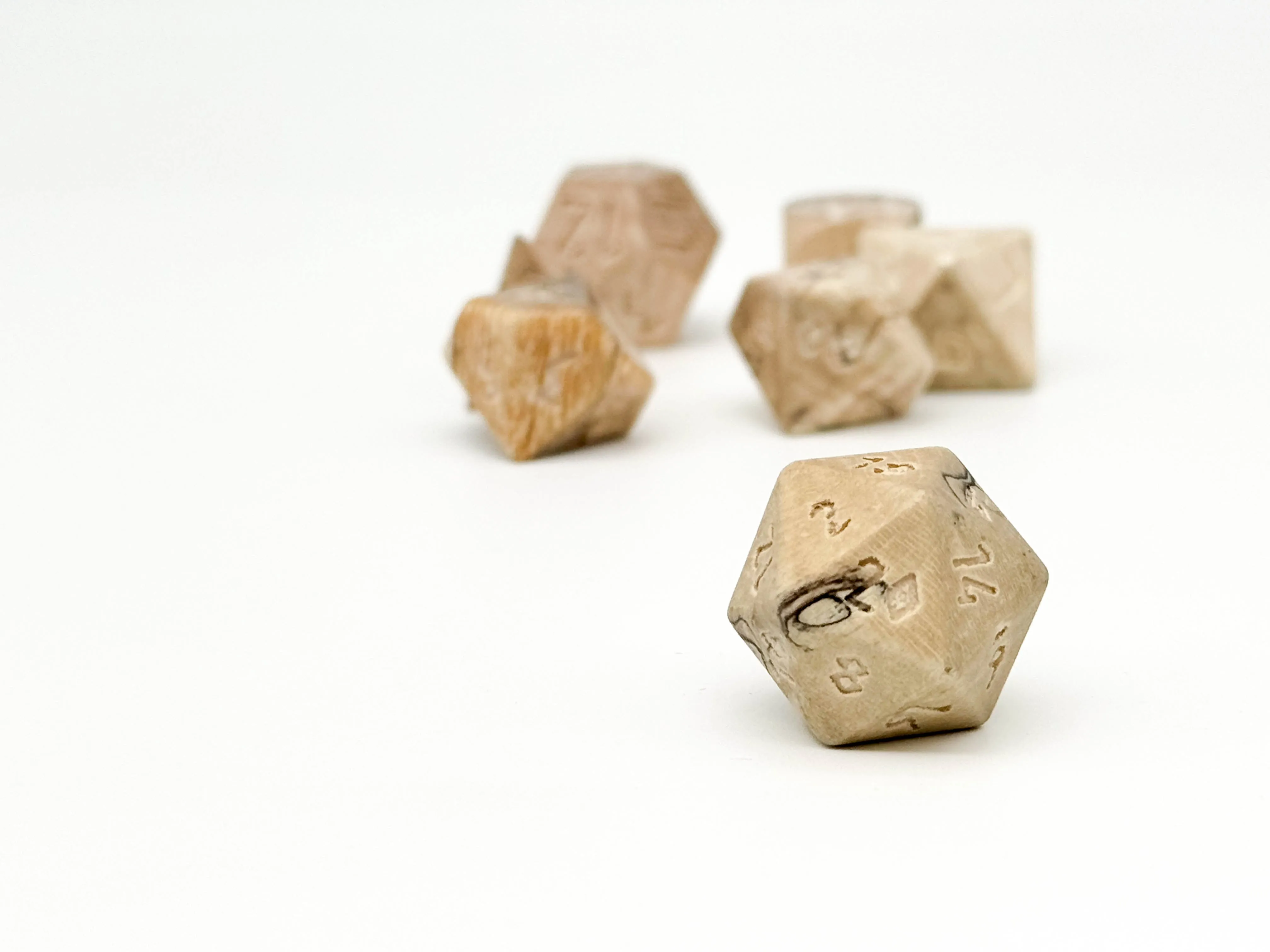 Spalted Tamarind Wood - 7 Piece RPG Wooden Dice Set