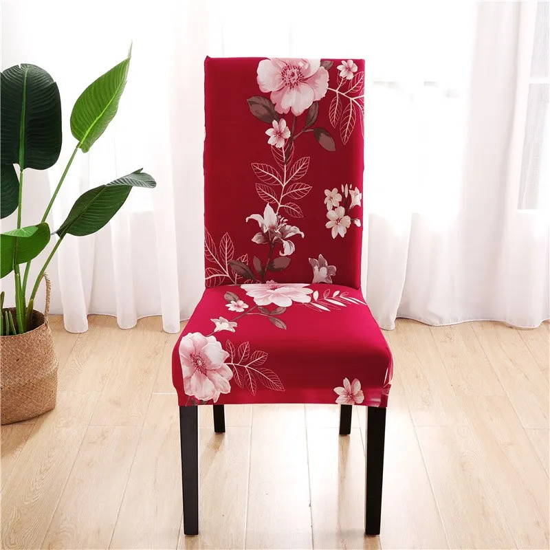 Spandex Chair Cover Stretch Home Dining Elastic Floral Print Chair Covers Multifunctional Spandex Elastic Cloth Universal Size