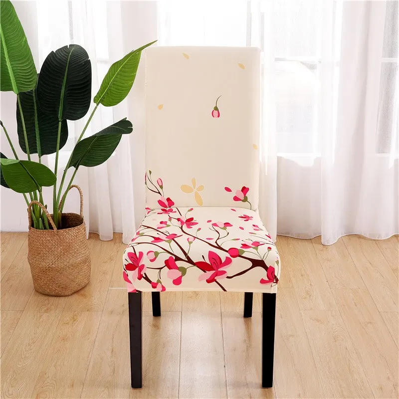 Spandex Chair Cover Stretch Home Dining Elastic Floral Print Chair Covers Multifunctional Spandex Elastic Cloth Universal Size