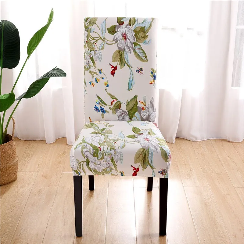 Spandex Chair Cover Stretch Home Dining Elastic Floral Print Chair Covers Multifunctional Spandex Elastic Cloth Universal Size