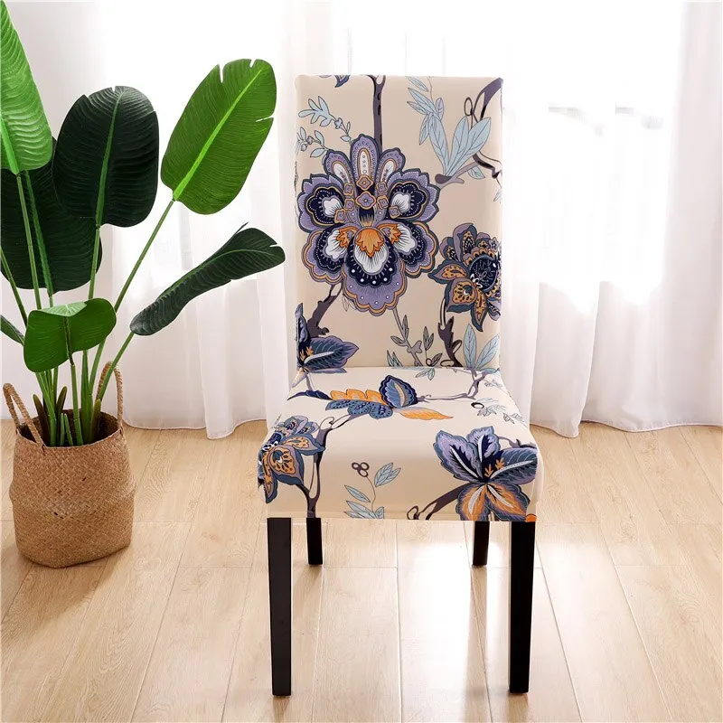 Spandex Chair Cover Stretch Home Dining Elastic Floral Print Chair Covers Multifunctional Spandex Elastic Cloth Universal Size