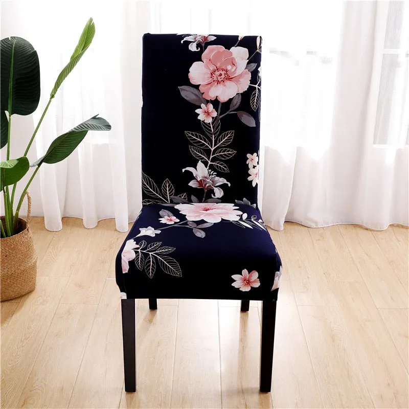 Spandex Chair Cover Stretch Home Dining Elastic Floral Print Chair Covers Multifunctional Spandex Elastic Cloth Universal Size