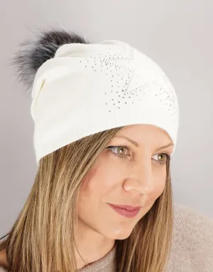 Sparkle Star Tucked Toque- White