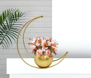 SPARKLINE CO. Metal Flower Vase, Decorative Items for Home, Flower Vases for Home Decor, Centre Table Decoration Piece, Golden Vase for Home Décor- Decorative Pots || Moon Vase Iron