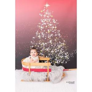 Sparkling Christmas Tree Printed Backdrop