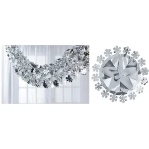 Sparkling Metallic Snowflake Hanging Garland Decorations 8 ft